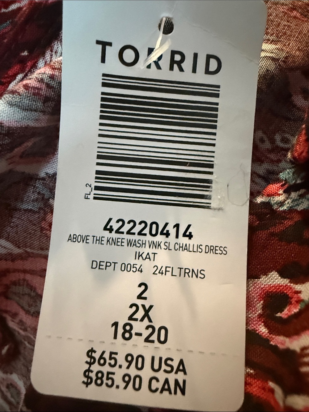 NWT Torrid challis lkat vneck dress Size 2X. (18-20) - Picture 2 of 8